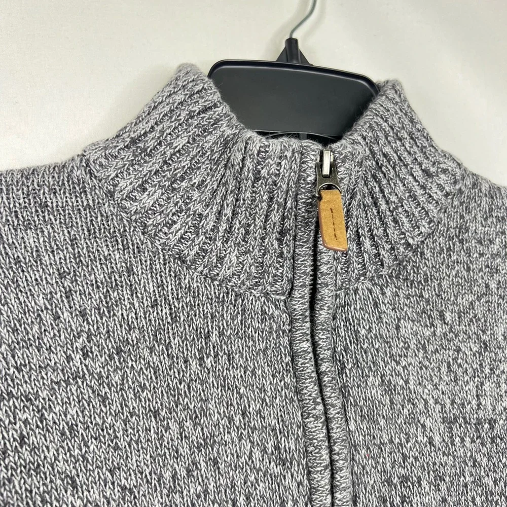 St. John's Bay Gray Quarter Zip Sweater‎ Mens Large Marled Cotton Pullover